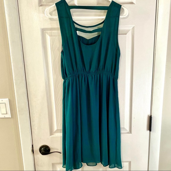 Ya Los Angeles Teal Green Mesh Dress - Picture 3 of 10